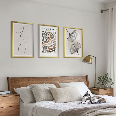 Set of 3 framed wall art pieces Abstract boho patterns shapes