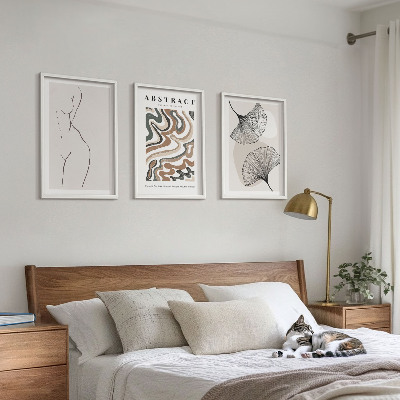 Set of 3 framed wall art pieces Abstract boho patterns shapes