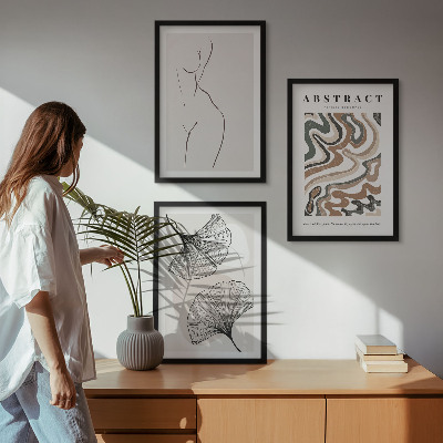 Set of 3 framed wall art pieces Abstract boho patterns shapes