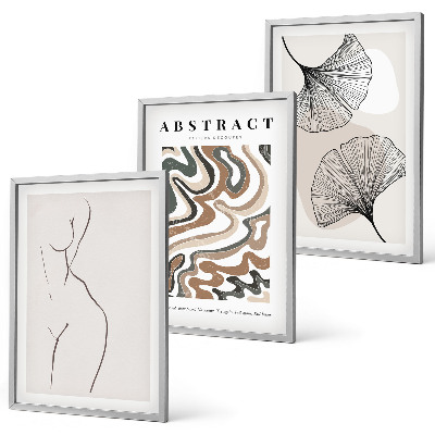 Set of 3 framed wall art pieces Abstract boho patterns shapes