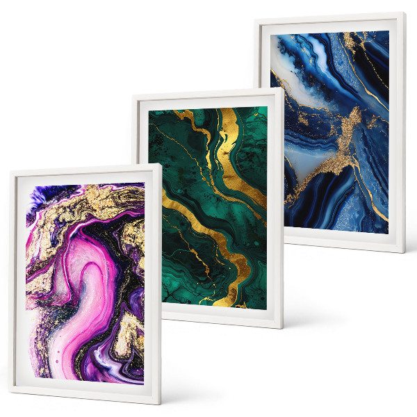 Wall art set Abstract rose green patterns