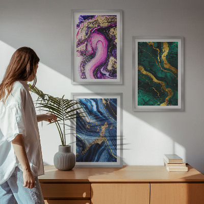 Wall art set Abstract rose green patterns