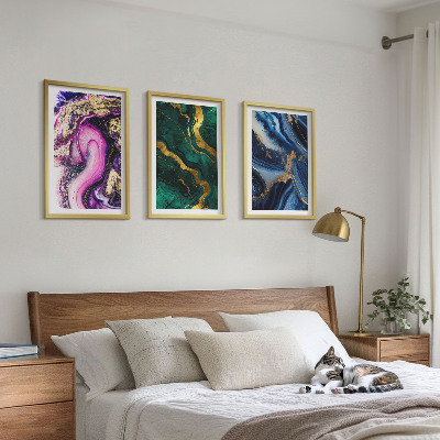Wall art set Abstract rose green patterns