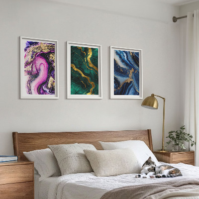 Wall art set Abstract rose green patterns