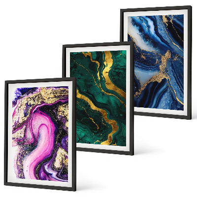 Wall art set Abstract rose green patterns