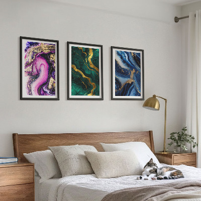 Wall art set Abstract rose green patterns