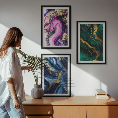 Wall art set Abstract rose green patterns