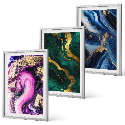 Wall art set Abstract rose green patterns