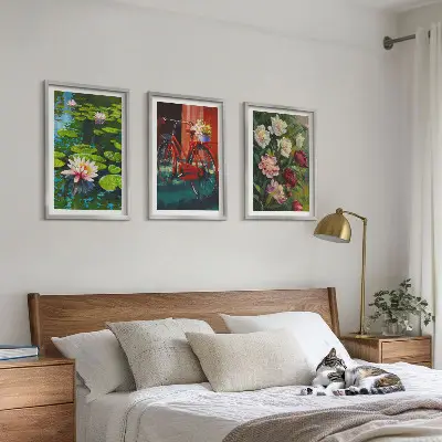 Lilies in the garden wall art colorful three-piece floral canvas set