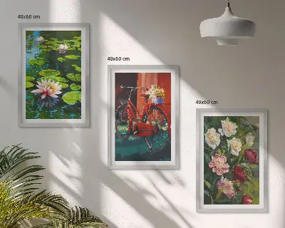 Lilies in the garden wall art colorful three-piece floral canvas set