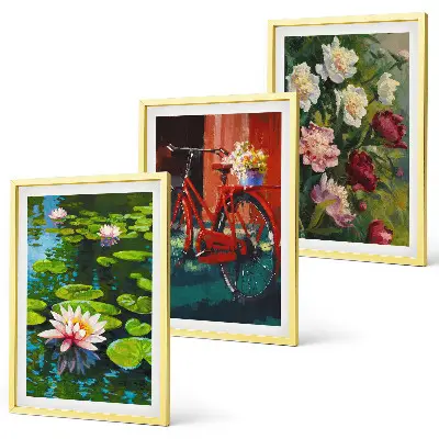 Lilies in the garden wall art colorful three-piece floral canvas set