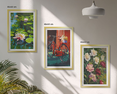 Three-piece wall art piece Lilies in the garden, colorful flowers