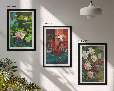 Three-piece wall art piece Lilies in the garden, colorful flowers