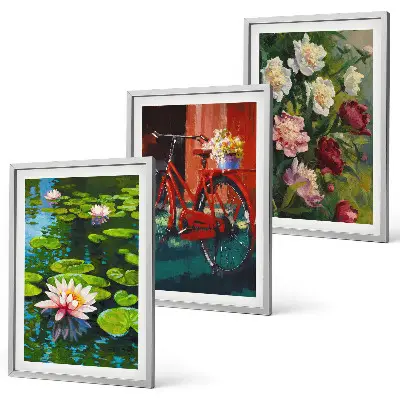 Lilies in the garden wall art colorful three-piece floral canvas set