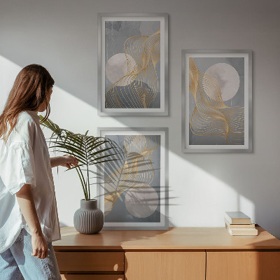 Wall art set Abstract patterns waves circles