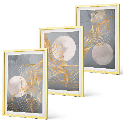 Wall art set Abstract patterns waves circles