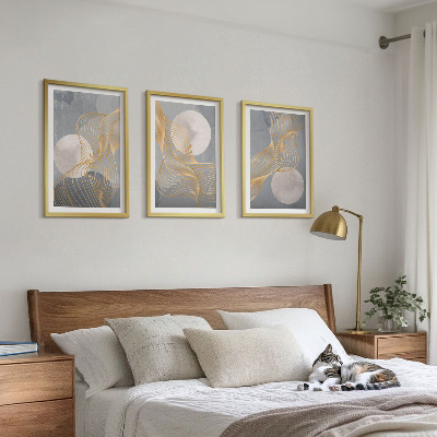 Wall art set Abstract patterns waves circles