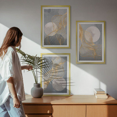 Wall art set Abstract patterns waves circles