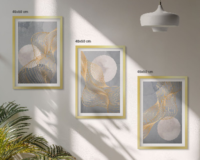 Wall art set Abstract patterns waves circles