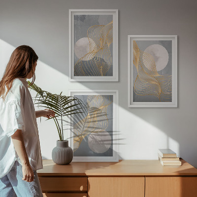 Wall art set Abstract patterns waves circles