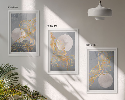 Wall art set Abstract patterns waves circles