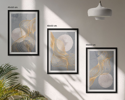 Wall art set Abstract patterns waves circles