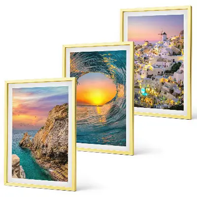 Santorini Sea Waves and White Houses Wall Art three-piece set