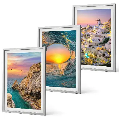 Santorini Sea Waves and White Houses Wall Art three-piece set