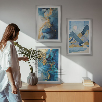 Wall art set Blue Mountains Abstract Patterns