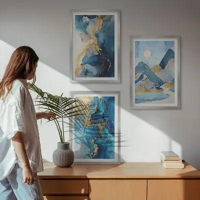 Blue Mountains Abstract Patterns wall art set