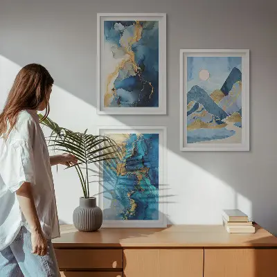 Blue Mountains Abstract Patterns wall art set