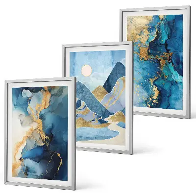 Blue Mountains Abstract Patterns wall art set