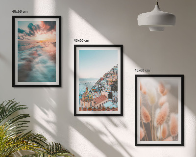 Wall art set Sea sunset houses flowers