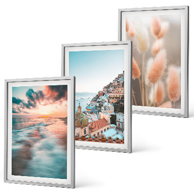 Wall art set Sea sunset houses flowers
