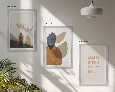 Abstract shapes wall art three-piece set