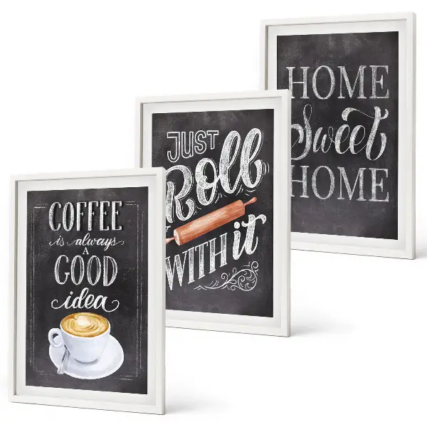Wall art set coffee roller home warmth style