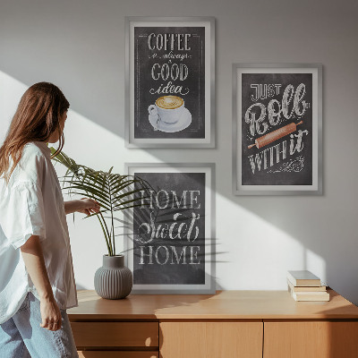 Wall art set Coffee roller home warmth