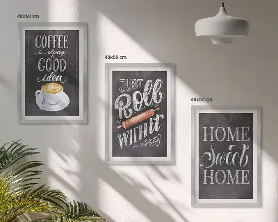 Wall art set coffee roller home warmth style