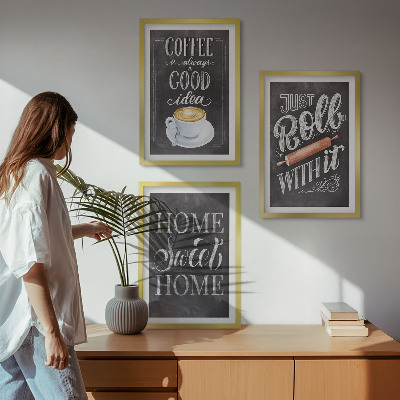 Wall art set Coffee roller home warmth