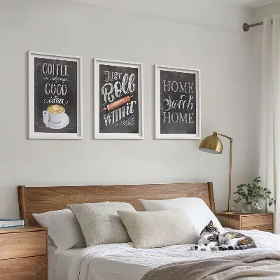 Wall art set coffee roller home warmth style