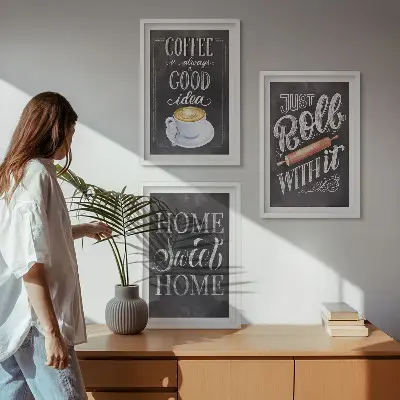 Wall art set coffee roller home warmth style