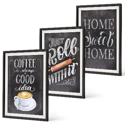 Wall art set coffee roller home warmth style