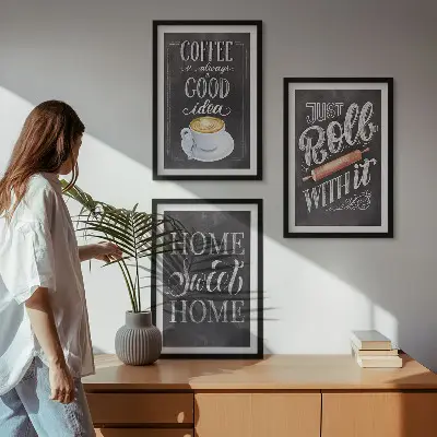 Wall art set coffee roller home warmth style