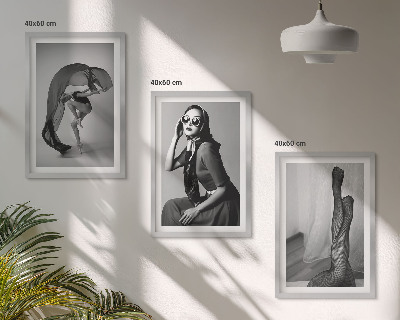 Three-piece wall art piece Black and white portraits of women