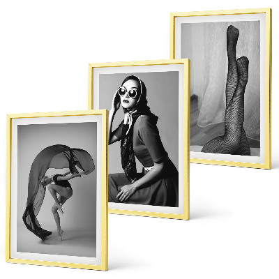 Three-piece wall art piece Black and white portraits of women