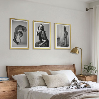 Three-piece wall art piece Black and white portraits of women