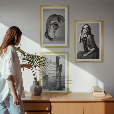Three-piece wall art piece Black and white portraits of women
