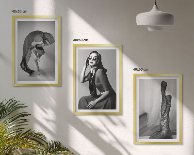 Three-piece wall art piece Black and white portraits of women