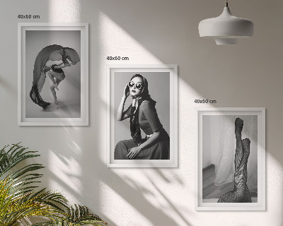 Three-piece wall art piece Black and white portraits of women
