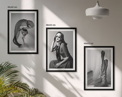 Three-piece wall art piece Black and white portraits of women